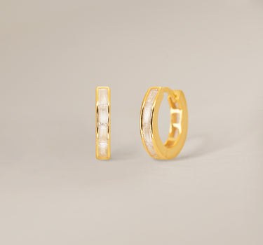 Diamond Baguette Inlay Hoops