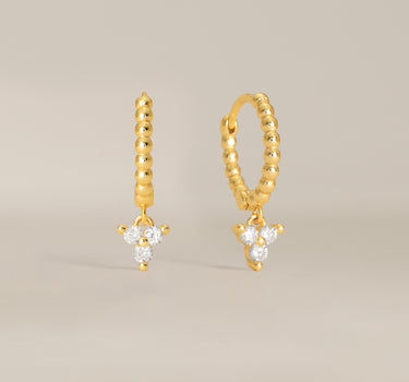 Bead Diamond Flower Hoops