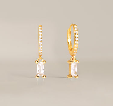 Paved Diamond Baguette Hoops